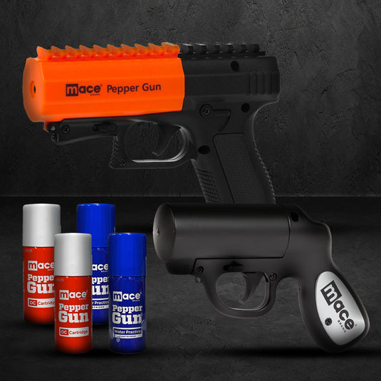 (2 Pack) Mace® Brand Pepper Spray Guns, Includes (1) 2.0 Pepper Gun and (1) Black Pepper Gun -Ideal home and vehicle defense