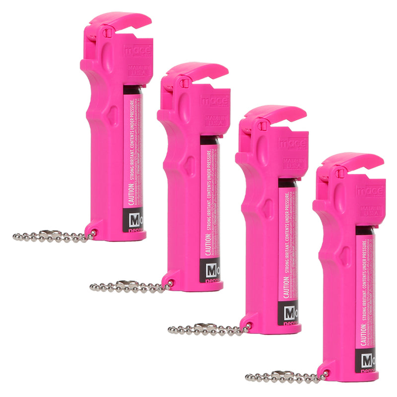 Load image into Gallery viewer, Full Size Mace Pepper Spray- Ideal self defense keychain for women, 12 ft range, Made in the USA, Hi-Visibility Neon Pink (4 Pack)

