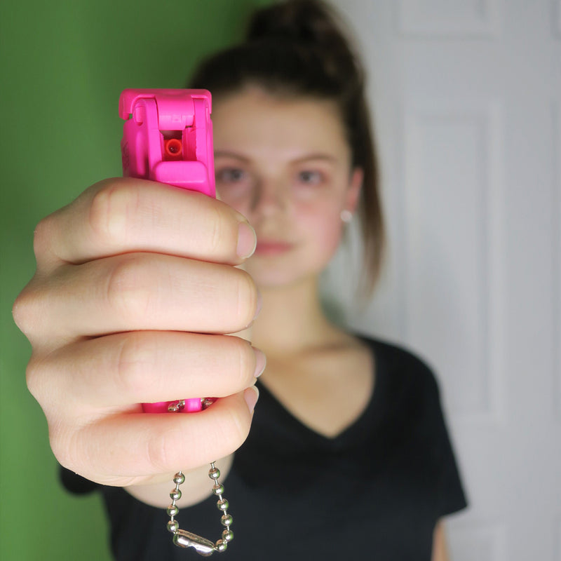 Load image into Gallery viewer, Full Size Mace Pepper Spray- Ideal self defense keychain for women, 12 ft range, Made in the USA, Hi-Visibility Neon Pink (4 Pack)
