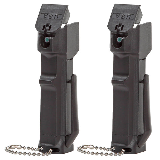 Value Pack (2) Tear Gas Enhanced Mace Pepper Spray, ideal self defense for women, 12 ft range, rugged police-ready housing with clip, Made in the USA