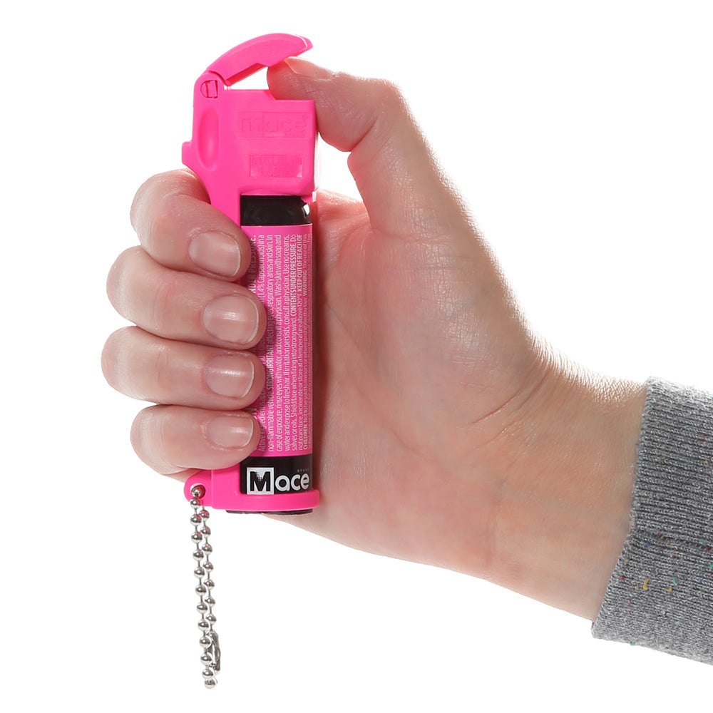 Full Size Mace Pepper Spray and Water Training Kit- Ideal self defense keychain for women, 12 ft range, Made in the USA, Hi-Visibility Neon Pink