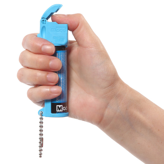 Full Size Mace Pepper Spray- Ideal self defense keychain for women, 12 ft range, Made in the USA, Available in Pink, Black, Orange, Blue, or Yellow