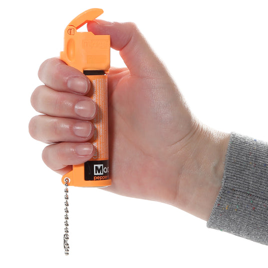 Full Size Mace Pepper Spray- Ideal self defense keychain for women, 12 ft range, Made in the USA, Available in Pink, Black, Orange, Blue, or Yellow