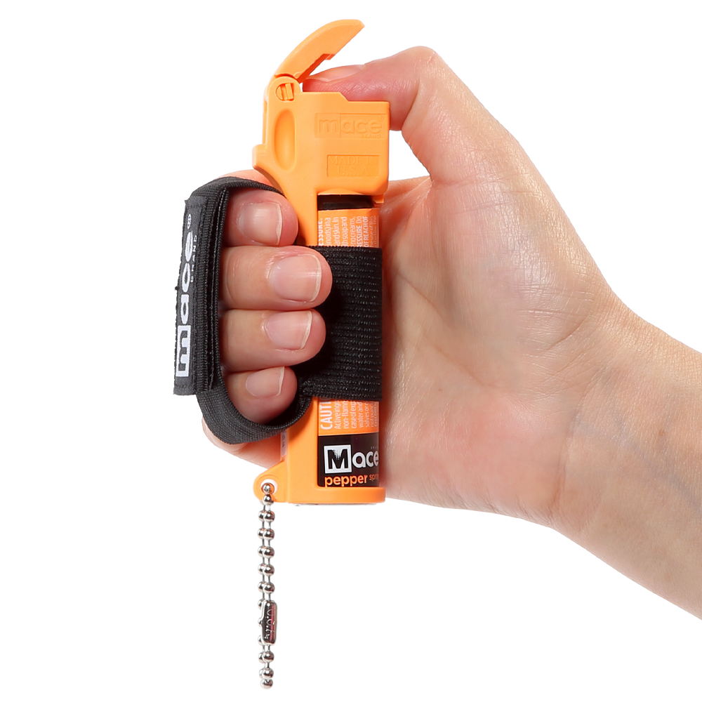 Runner Self Defense Mace Pepper Spray- Ideal self defense keychain for women, runners, hikers and walkers 12 ft. range, Made in the USA.  Available in High Visibility Pink, Yellow, Orange, Blue and Black