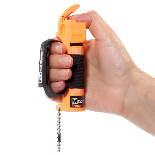 Runner Self Defense Mace Pepper Spray- Ideal self defense keychain for women, runners, hikers and walkers 12 ft. range, Made in the USA.  Available in High Visibility Pink, Yellow, Orange, Blue and Black