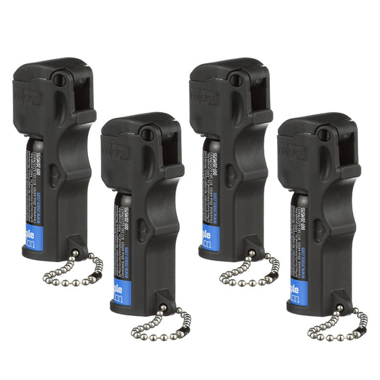 Value Pack (4) Tear Gas Enhanced Mace Pepper Spray, ideal self defense keychain for women, 10 ft range, Made in the USA