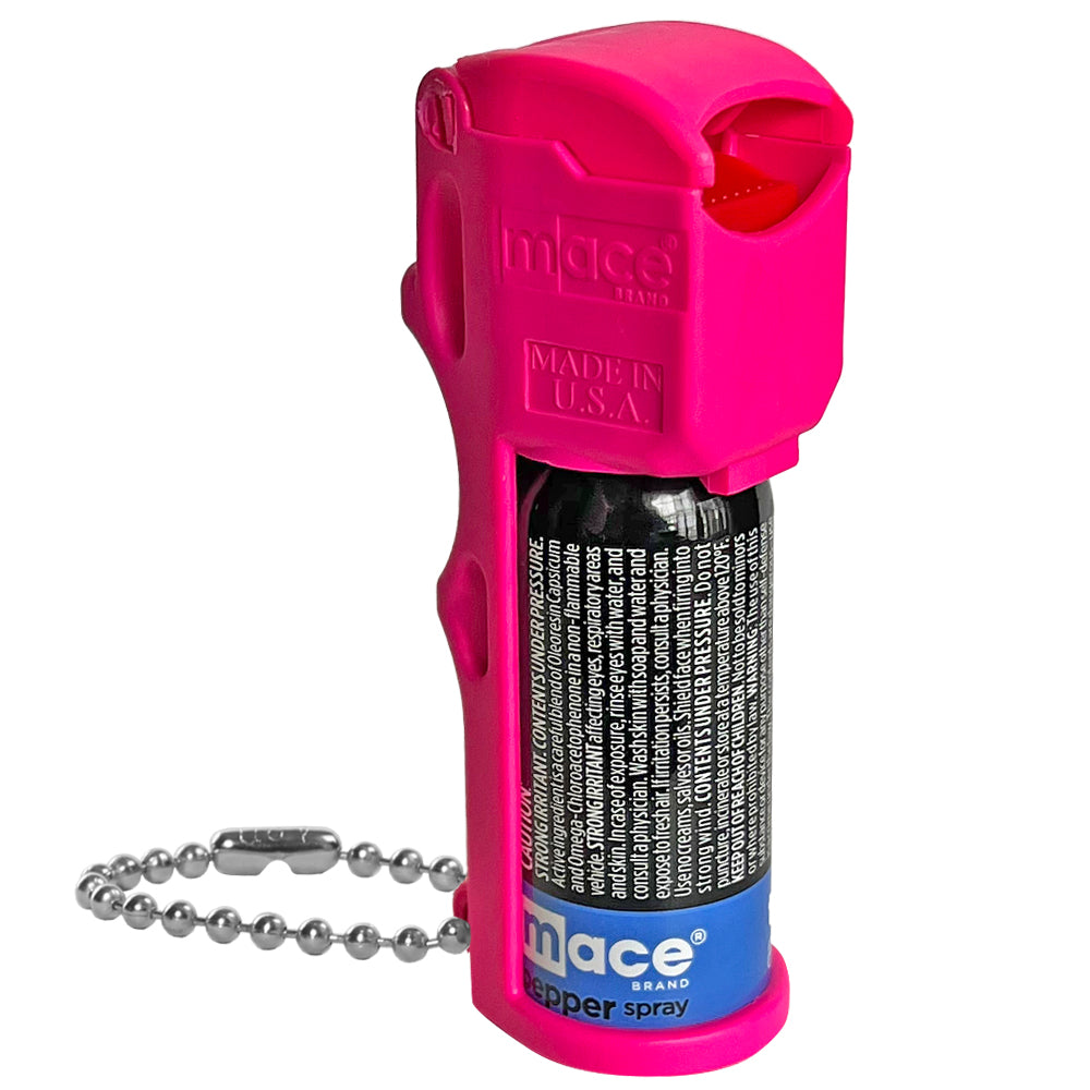 Tear Gas Enhanced Mace Pepper Spray, ideal self defense keychain for women, 10 ft range, Made in the USA- Available in Pink, Yellow, Blue, Orange and Green