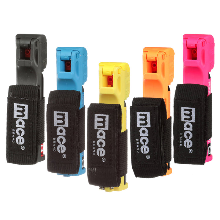 Runner Self Defense Mace Pepper Spray- Ideal self defense keychain for women, runners, hikers and walkers 12 ft. range, Made in the USA.  Available in High Visibility Pink, Yellow, Orange, Blue and Black