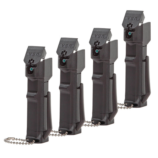 Tear Gas Enhanced Mace Pepper Spray, ideal self defense  for women, 12 ft range, rugged police-ready housing with clip, Made in the USA (4 Pack)